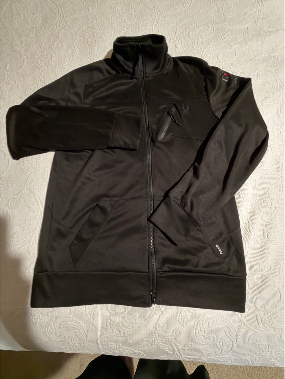Spyder Active Black Full-Zip with Chest Pocket and Logo